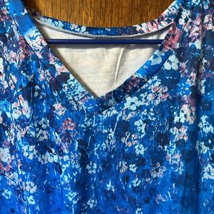 Bright blue floral sleeveless tank top